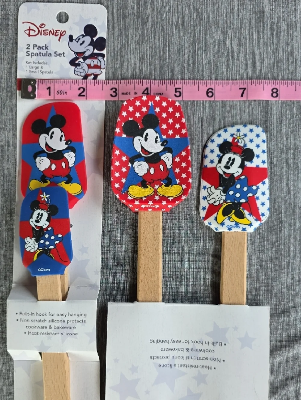 Disney Red & Blue Mickey & Minnie Silicone Spatula Spoon Sets (2 Packages) - Picture 5 of 7